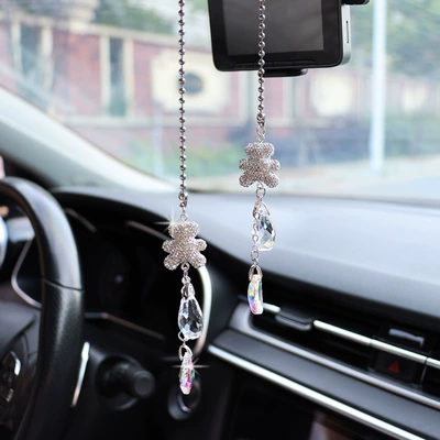 Rearview Mirror Pendant, Ceramic: Car hanging - pair-of-bear-crystal-pendants