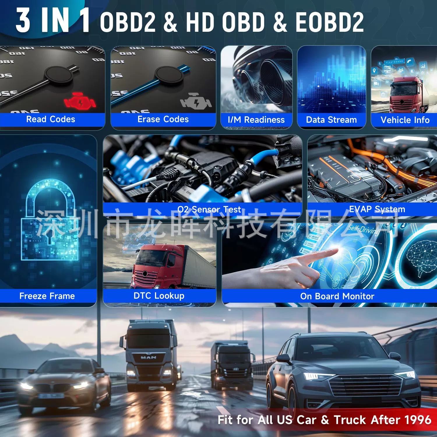 Cross-border LAUNCH CRP129HD All System Heavy Duty Truck Diagnostic Scanner