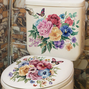 ACC33330AB painted flowers butterfly bathroom toilet stickers home wall waterproof wall stickers