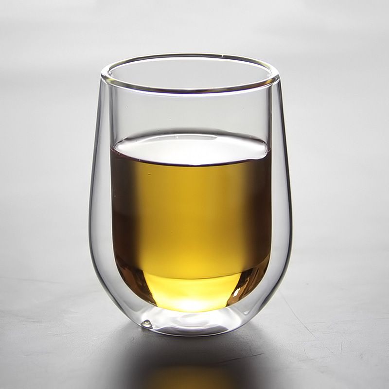 Taza de jugo de vidrio borosilicato taza de café de leche de bebida de oficina de vidrio de doble capa con aislamiento doméstico