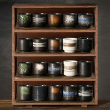 日式陶瓷水杯创意茶杯办公室随手杯家用餐厅用复古风直身杯寿司杯