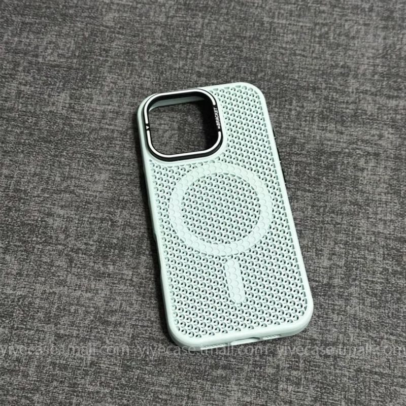 夏の放熱に適した iPhone16ProMax 磁気 Apple 15 携帯電話ケース フレーム ブラケット ハニカム通気性 新品|undefined