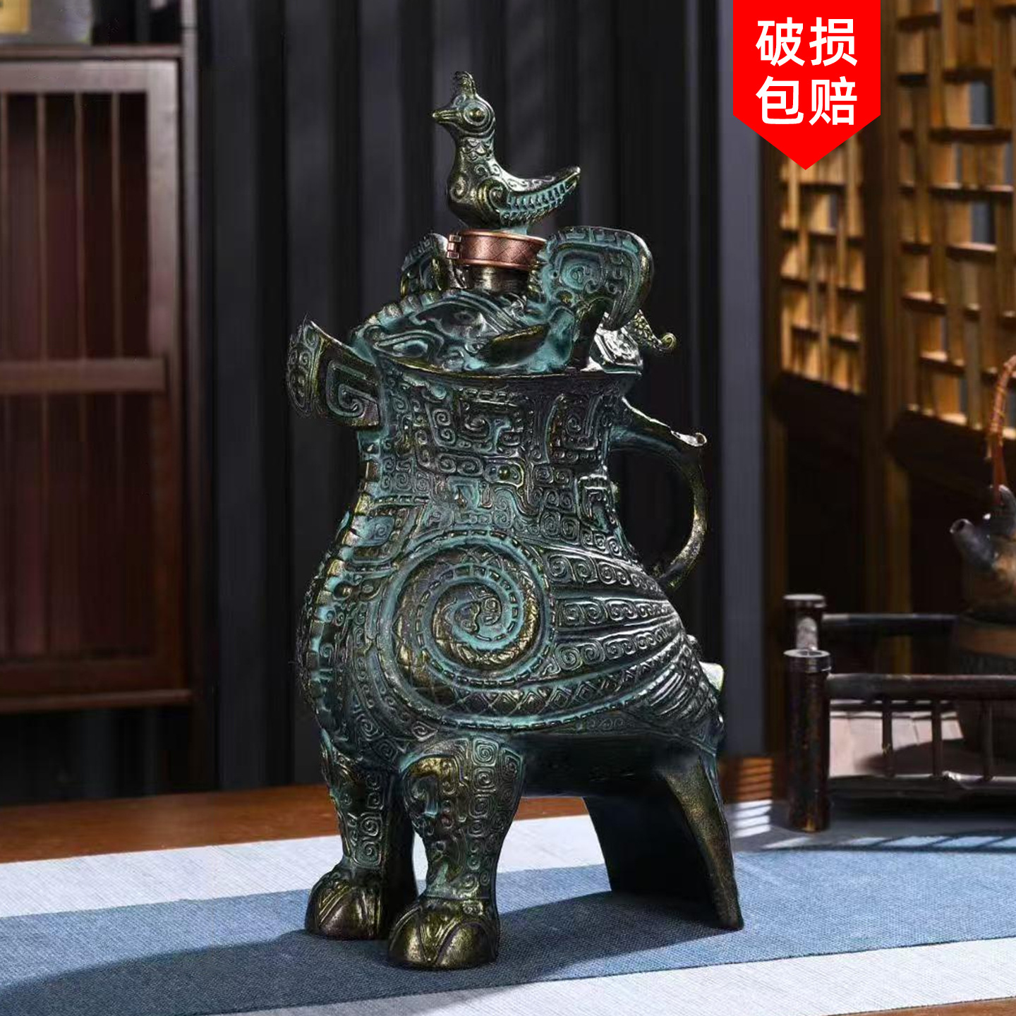 景德镇仿古陶瓷泡酒瓶3斤装仿青铜鸮尊家用密封酒壶酒坛创意 礼品