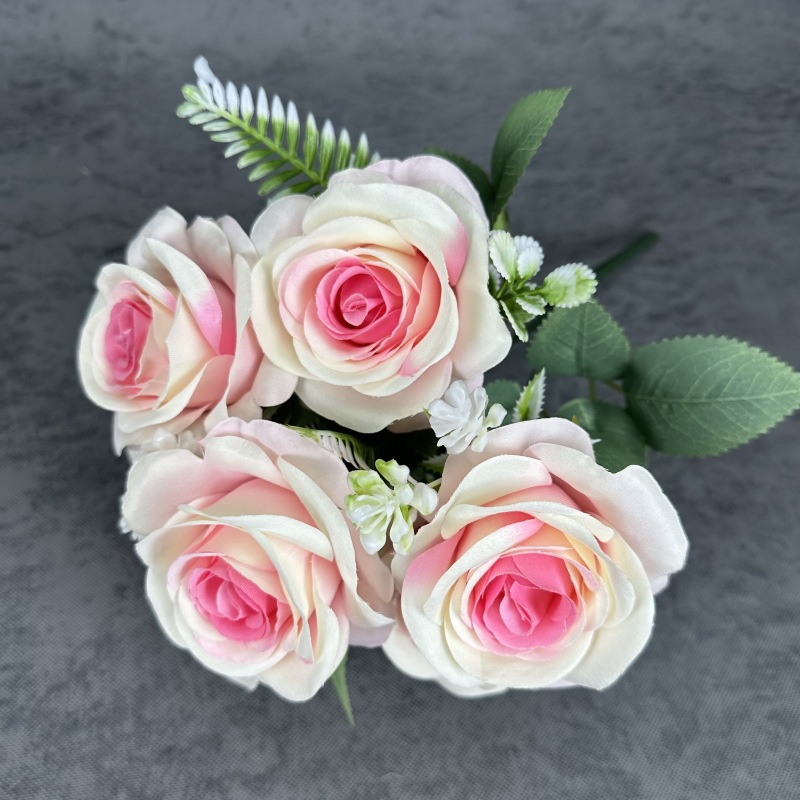 Simulación de 7 flores de rosas boda decoración del hogar decoración europea gran rosa transfronteriza decoración floral al por mayor