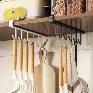 Kitchen Hook Storage Rack Punch-free Cabinet Storage Hanging Wall-mounted Rack Multi-functional Hook Shovel Finishing