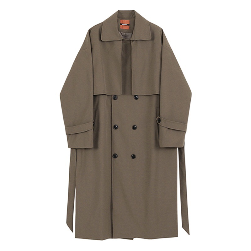 MYQ Otoño Nuevo estilo Coreano gabardina de doble botonadura de los hombres de media longitud de la capa floja guapo abrigo de los hombres