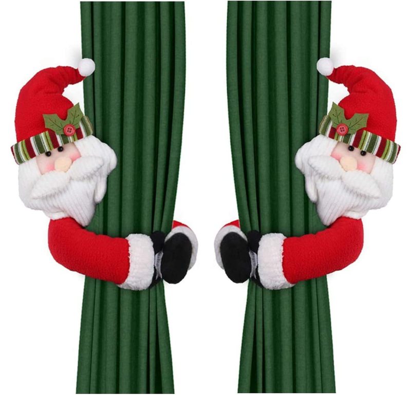 新しいクリスマス雪だるまカーテンバックルホリデー人形装飾サンタクロース装飾用品ベルクロ装飾カーテン|undefined