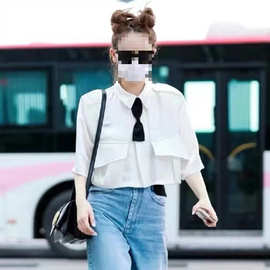 长期现货2026夏小敏家唐艺欣同款白色绸面衬衫短款上衣学院风衬衫