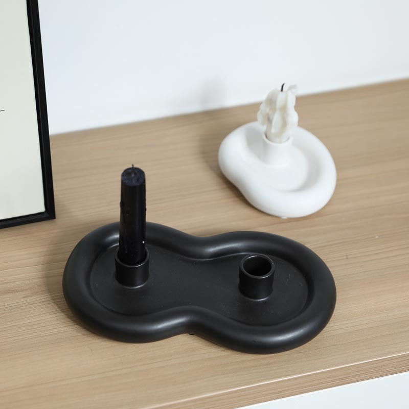 Decoraciones de cerámica negra y blanca vela vela vela de cena props atmósfera conmemorativa vela decoración doméstica