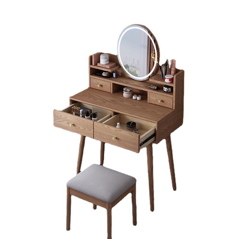 Armario de almacenamiento de cera blanca de madera maciza nórdica dormitorio integrado simple apartamento pequeño mesa de maquillaje multifuncional