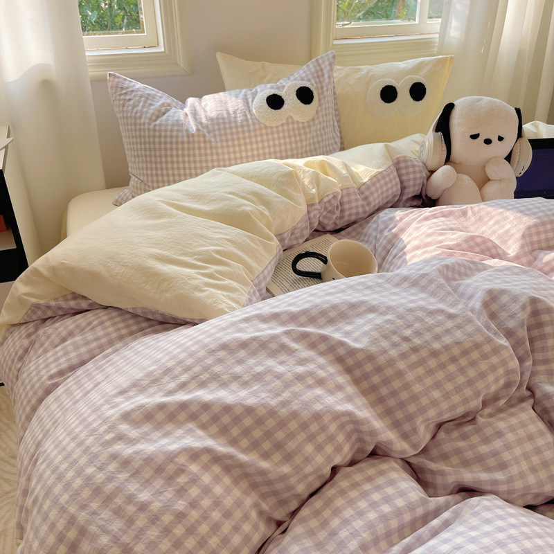 Juego de cama de algodón grueso de cuatro piezas 2025 nuevo estilo dormitorio de otoño e invierno sábanas de algodón funda edredón Juego de cama de tres piezas 4