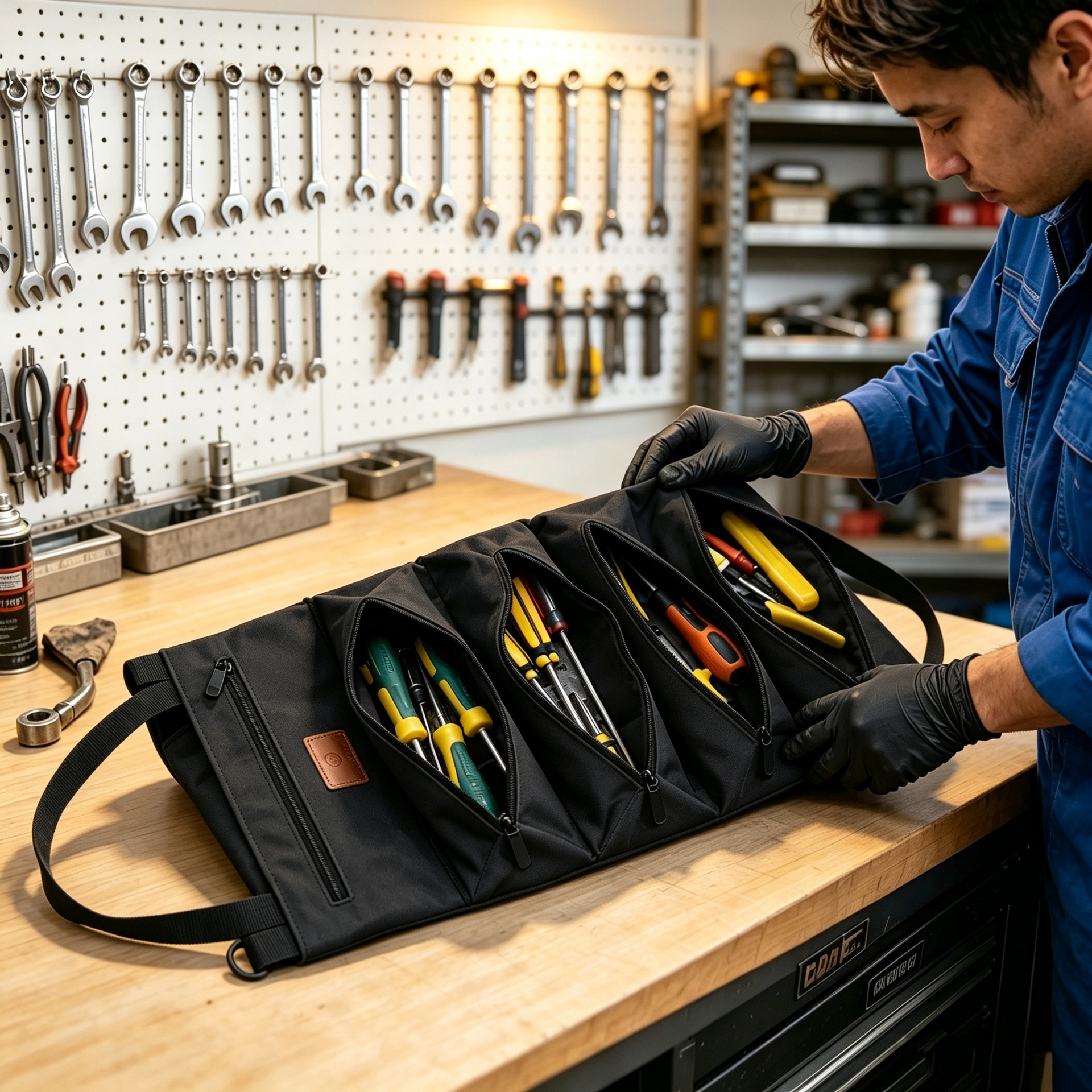Bolsa de herramientas para electricista, multifuncional y duradera, bolsa especial para reparación y almacenamiento para carpinteros y electricistas, bolsa de herramientas enrollable portátil