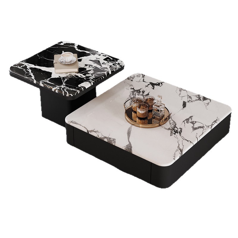 Mesa de té de lujo ligera italiana de tabla de roca moderna y simple sala de estar diseñador de alta sensación de mesa de té de mesa de té