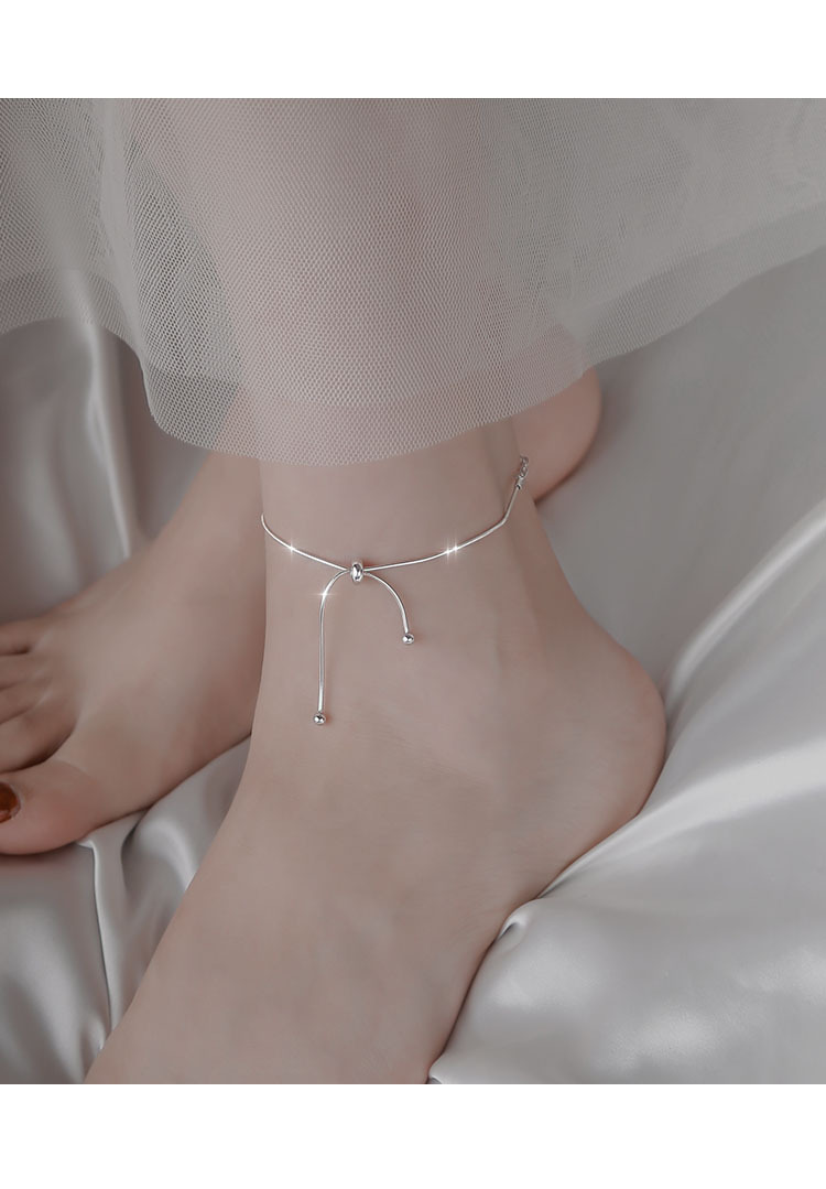 Round Bead Snake Bone Adjustable Anklet For Women Jewelry_voghion.com