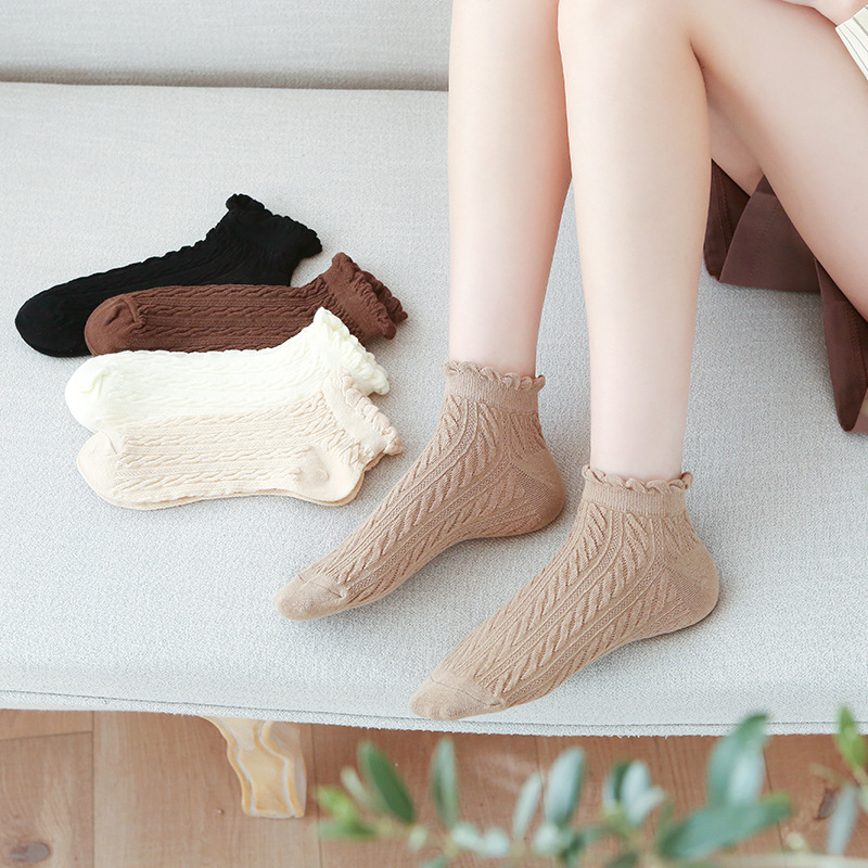 Verano y otoño nuevas señoras leche café color torque calcetines de barco estilo fino absorbente de sudor malla transpirable calcetines de algodón calcetines cortos al por mayor