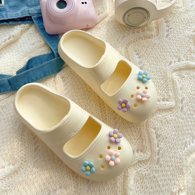 Baotou Mary Jane Clogs for Girls, Summer 2026 New Model, Outdoor Soft-Soled Cute DIY Anti-Odor Eva Sandals