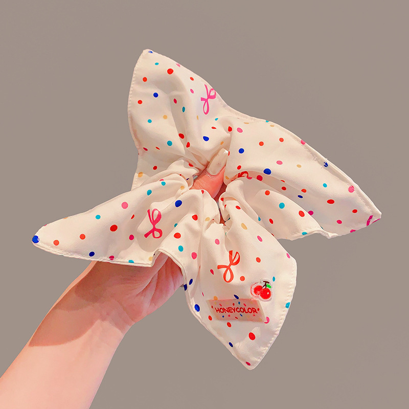 Accesorio para el cabello de estilo francés para mujer, pañuelo cuadrado simple, coletero de gran tamaño con ribete de encaje.