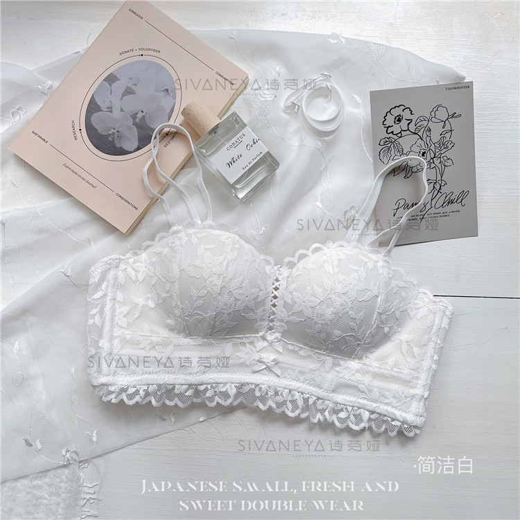 Otoño y el invierno nuevo romántico francés ropa interior de las mujeres encaje Palma taza pequeño pecho push up soporte superior transpirable cómodo traje sujetador