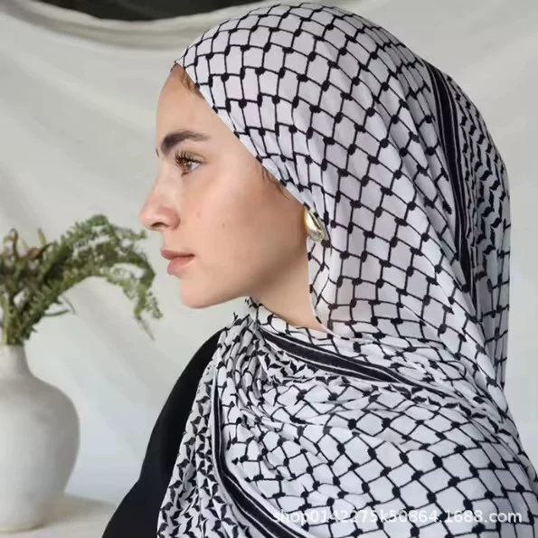 Мусульманская женская шаль, национальный шарф, шарф куфия, хлопковый платок, модельный платок с палестинским принтом