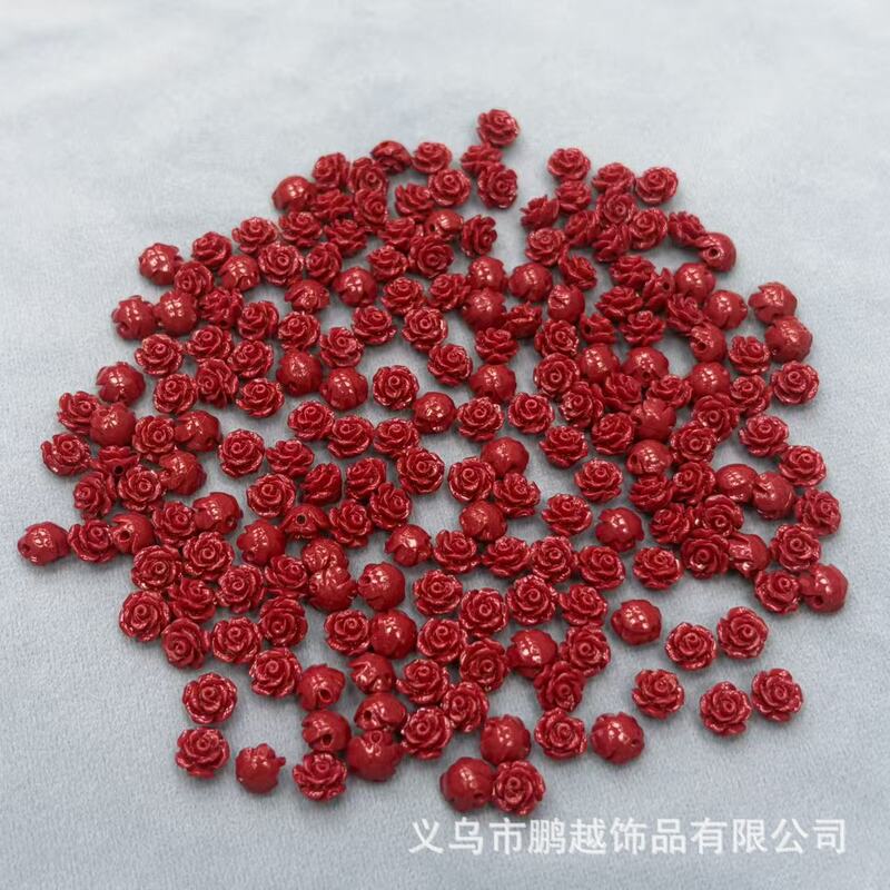 Imitation Coral 6mm Three-Dimensional Camellia Flower Graphic Shell Powder Pressed DIY Hair Accessories Necklace Bracelet Accessories Wholesale