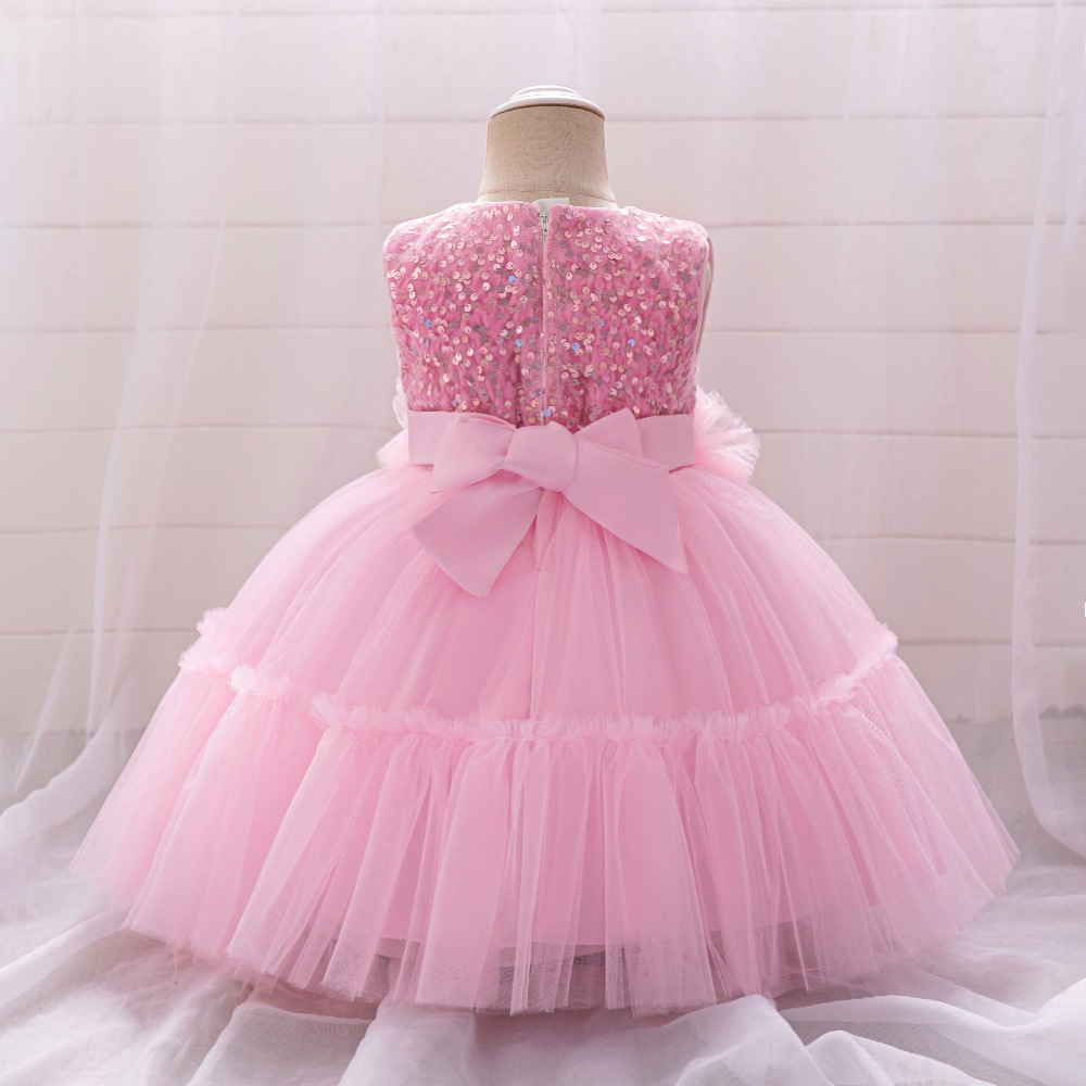 Nuevo bebé transfronterizo de un año de niñas esquinilla vestido de princesa vestido de vacaciones de niños vestido de malla infantil