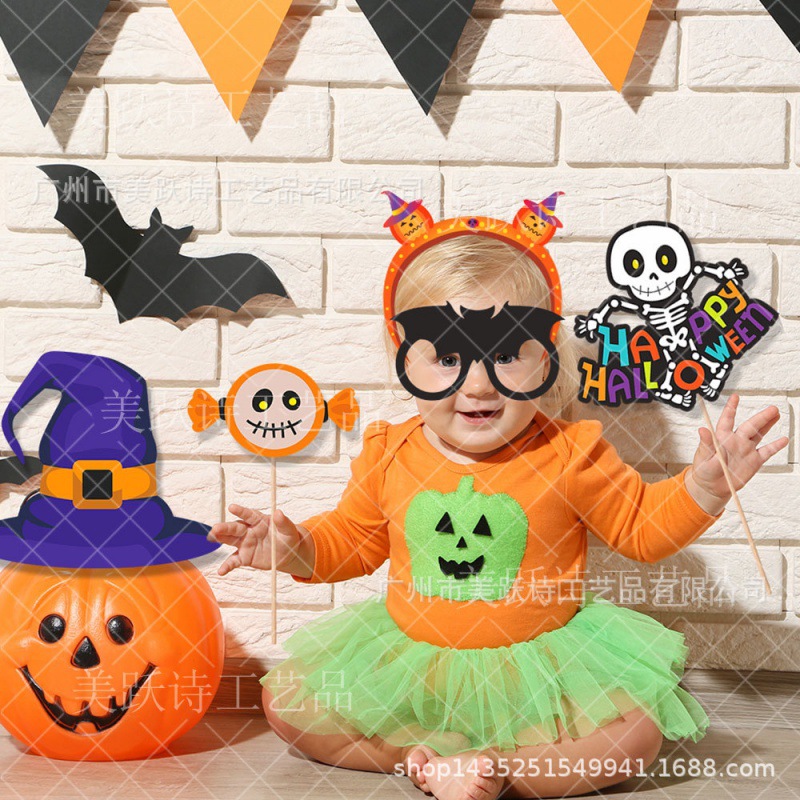 Fabricantes al por mayor decoración de Halloween accesorios fotográficos calabaza sombrero de bruja artículos fotográficos decoraciones Halloween disfraz