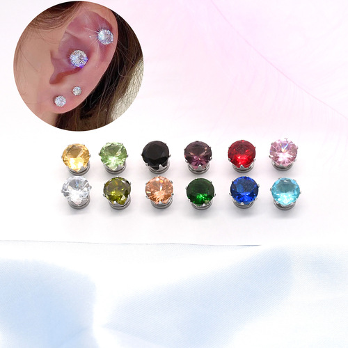 Simple mini versatile colorful super flash zircon ear clip ear bone nail cochlear nail magnetic suction non-pierced ear bone clip ear nail