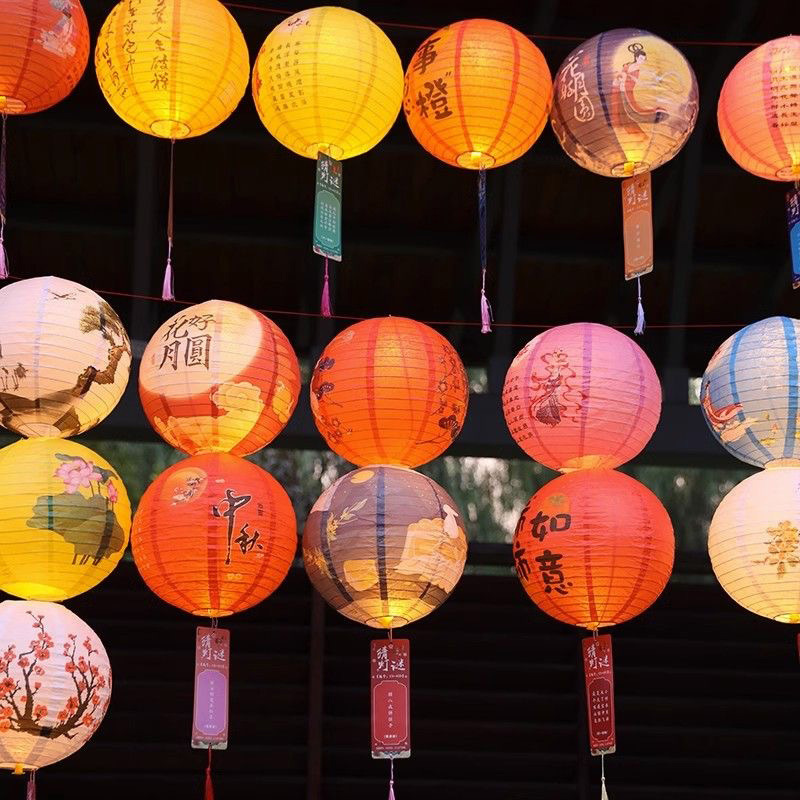 春节元宵节灯笼装饰品中国风店铺场景布置活动氛围挂件纸挂饰猜灯