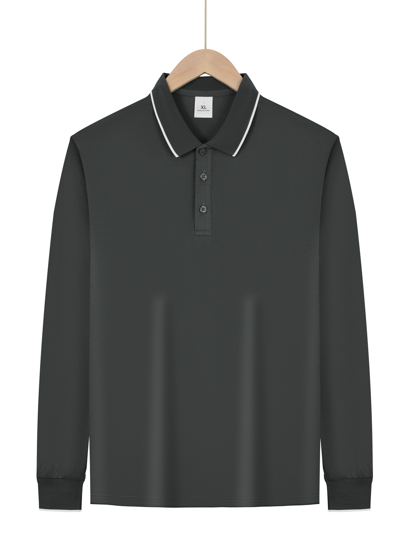 Transfronterizos Europa y América Amazon primavera y otoño negocios casual hombre solapa de color sólido para salir a la cita de mangas largas camisa polo delgada