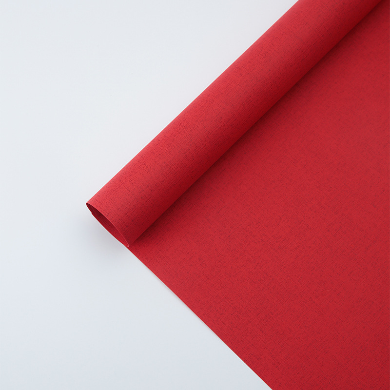 Papel de regalo rojo neto de doble cara de Rosa del arte floristería al por mayor material floral color sólido papel de regalo en relieve de la flor