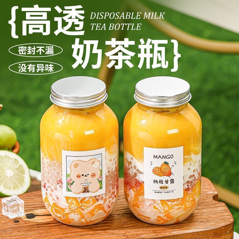 Taza de té de leche desechable con tapa taza de té de frutas bebida de jugo de frutas botella de envasado casera taza de plástico de té de leche