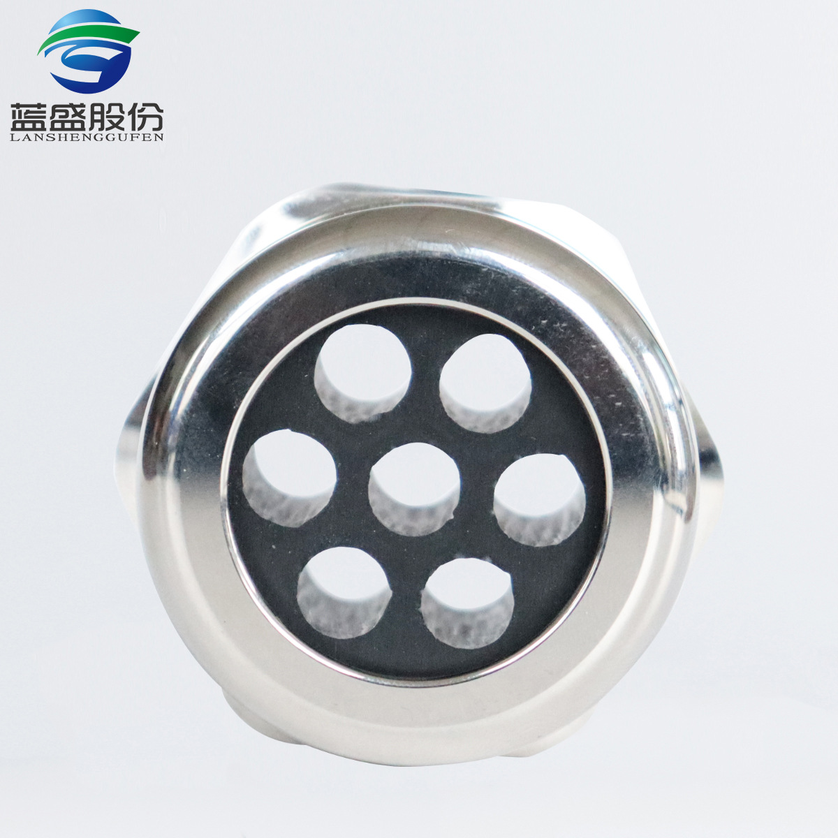 蓝盛   七孔黄铜镀镍电缆防水接头多根电缆密封锁紧金属葛兰头格