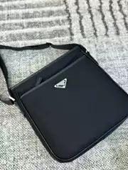 Prada Triangle Logo Solid Color Lightweight Nylon Crossbody Shoulder Bag High-Quality Cross-Border Men's Large-Capacity Bag