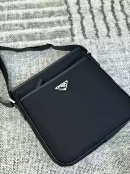 Prada Triangle Logo Solid Color Lightweight Nylon Crossbody Shoulder Bag High-Quality Cross-Border Men's Large-Capacity Bag