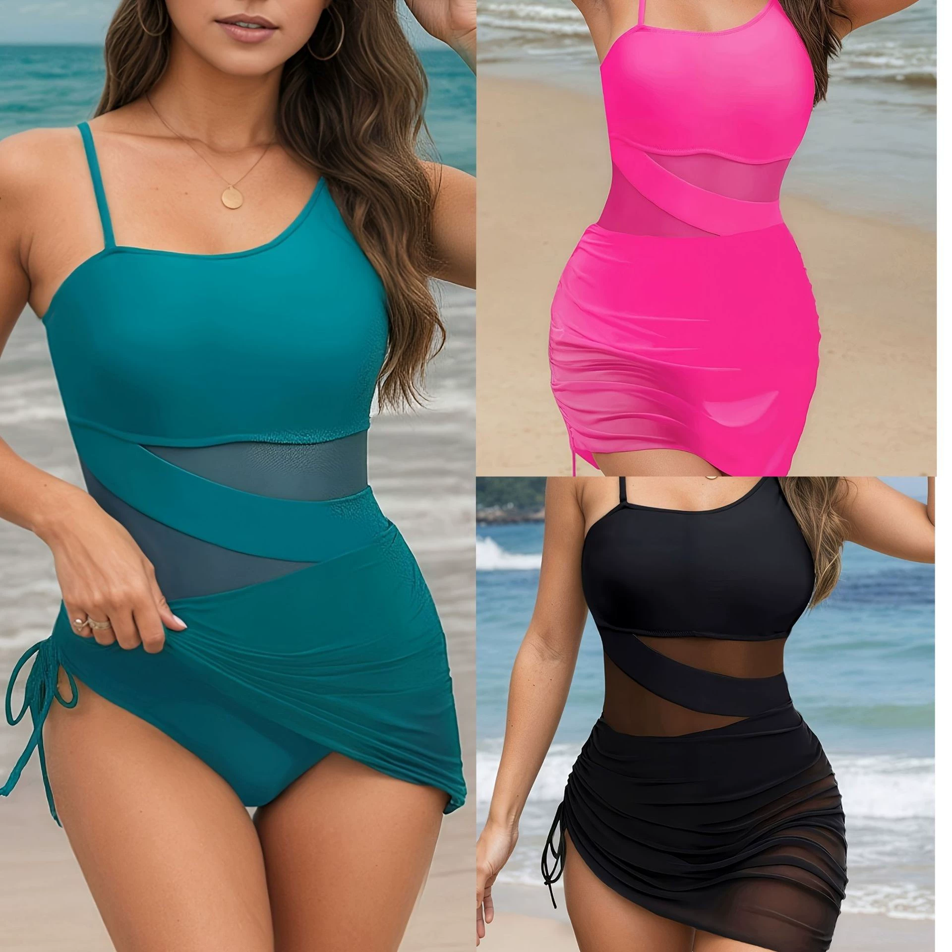 2025 новый европейский и американский кросс-бордерный экспортируемый сетчатый юбочный купальник-бикини для женщин, сексуальный пляжный купальник