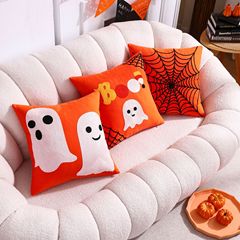 クロスボーダー Amazon 刺繍ゴーストホームデコレーションハロウィンカボチャコウモリクモの巣クッションクッション枕カバー