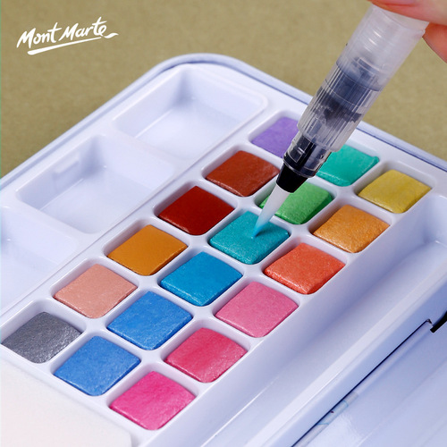 Montmartre metallic solid watercolor pigment watercolor pen watercolor tool set cross-border 24-color pearlescent watercolor