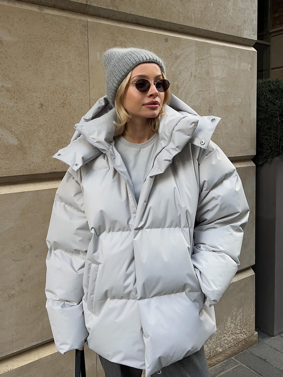 Women's Puffer Jacket Cotton Loose Warm Solid Colour Winter Coat_voghion.com