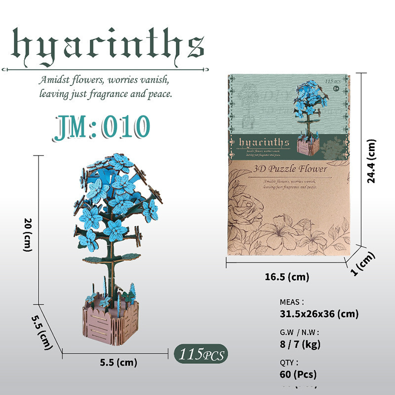 国境を越えて人気の科学教育知育玩具、木製花の手作りDIY小物製作キット、子供向け模型玩具材料パック