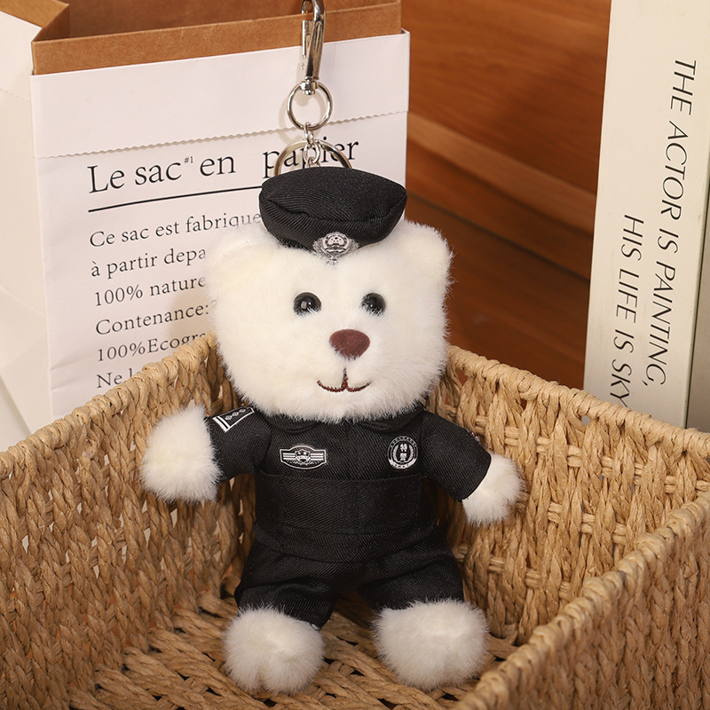 2025 nuevo uniforme de oso fuego cielo azul rescate colgante Teddy bear muñeca juguete de peluche publicidad llavero