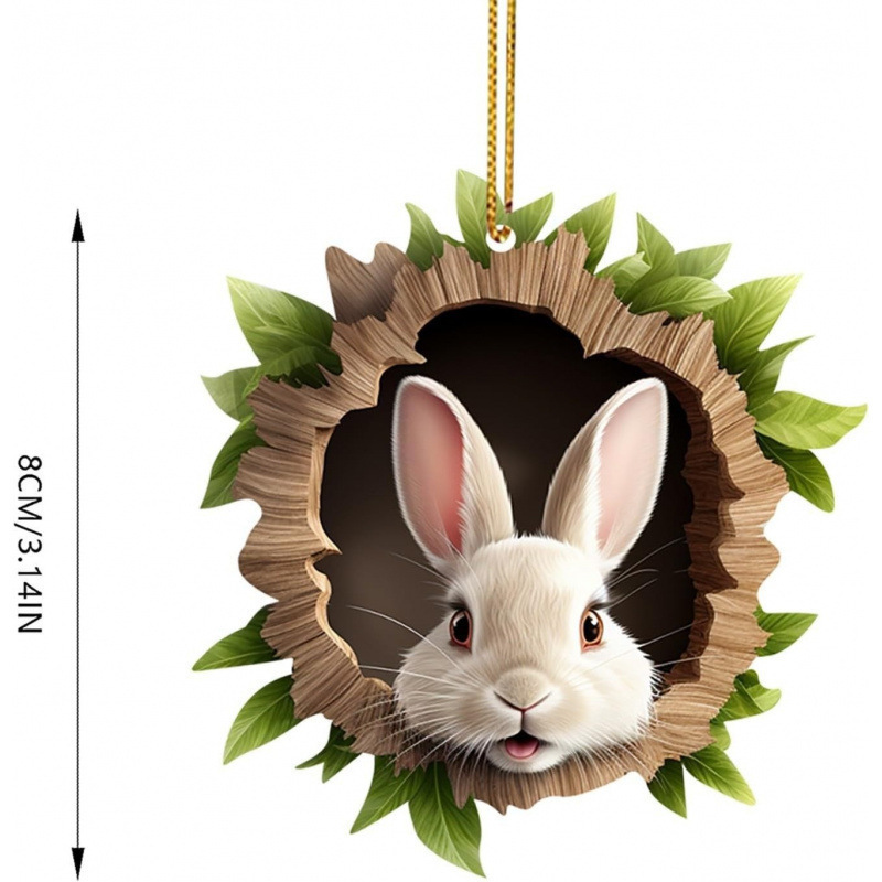Colgantes de Pascua Hot Sale Colgantes de Agujero de Árbol Conejo Decoraciones Acrílico 2D Cute Guirnaldas Colgantes Propósitos Automóvil