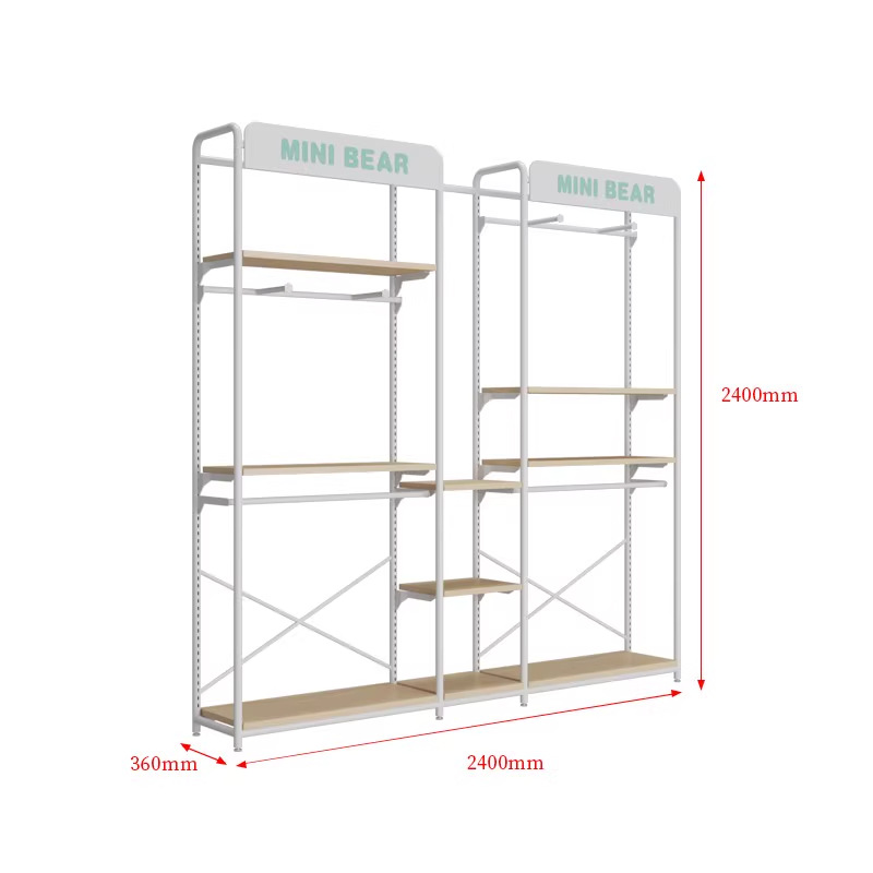 Tienda de ropa infantil tipo piso estante de exhibición para ropa infantil tienda de ropa de madres y bebés estante de exhibición de ropa de hierro forjado