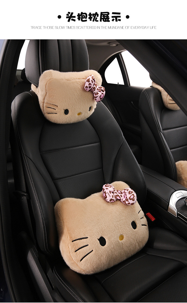 Car Headrest and Lumbar Support Cartoon Kt Cat Headrest Pillow, Car Headrest for All Seasons, Lumbar Pillow, Neck Pillow, Car Headrest