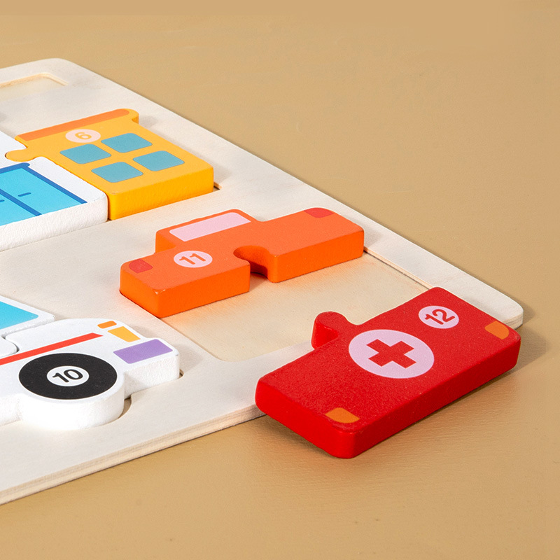 Niños de madera transfronterizos 3d tablero de dibujo de rompecabezas tridimensional tablero de dibujo de agarre a mano personaje transporte profesional educación temprana juguetes educativos