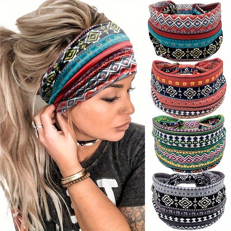 New Bohemian Headband Ethnic Style Printed Yoga Headband Wide-Brimmed Elastic Headband Sweat-Absorbent Headscarf Headwear New Bohemian Headband Ethnic Style Printed Yoga Headband Wide-Brimmed Elastic Headband Sweat-Absorbent Headscarf Headwear