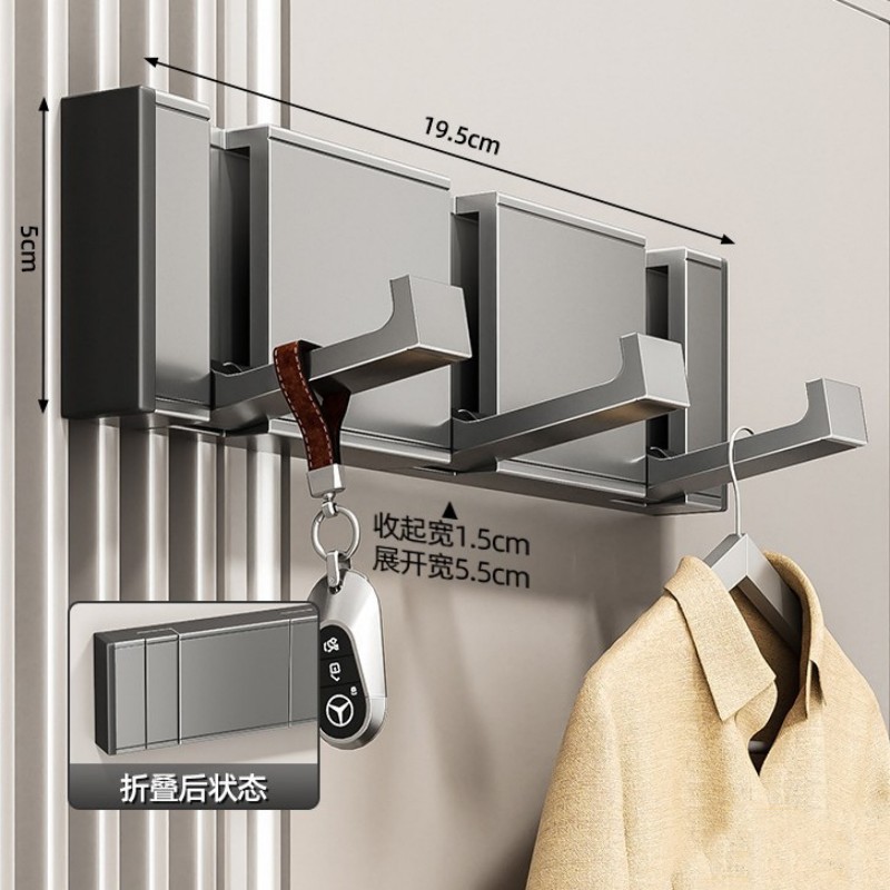 Pistola gris invisible gancho de la capa colgante de pared entrada de la pared gancho de la ropa gancho de la fila detrás de la puerta armario sombrero gancho sin perforar