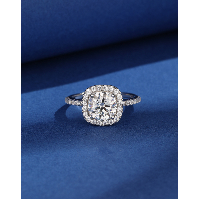 Anillo de moissanita cuadrado de Plata de Ley 925 de 1 quilate, nicho femenino, propuesta de pareja de alta gama, anillo de diamantes de lujo para boda