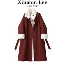 大码胖设计感时尚气质风衣外套女冬季新款韩版宽松加厚保暖大衣