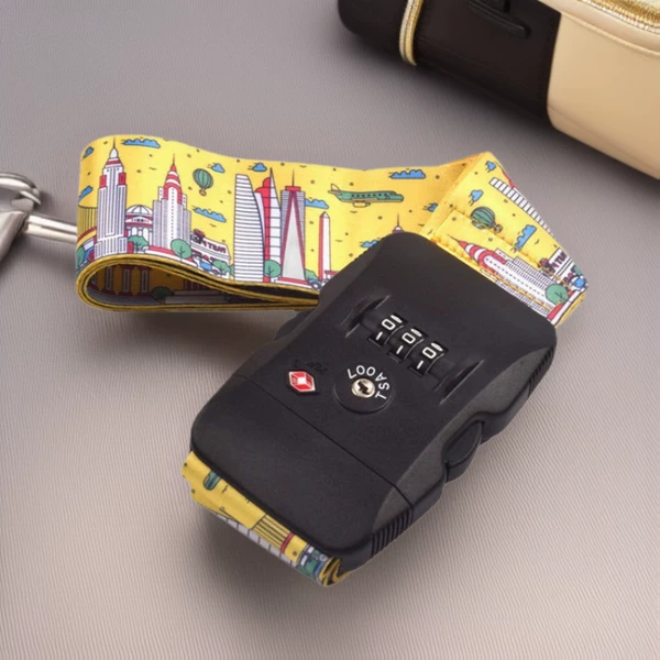 One-Word Customs Lock Luggage Strap Amazon Tsa Combination Lock Suitcase Packing Strap Travel Essential Tsa