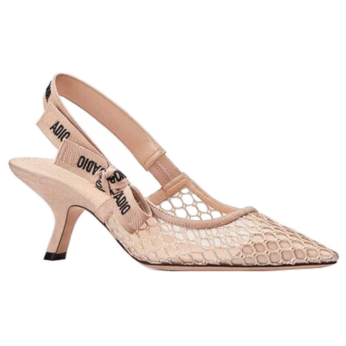 新款d家字母带蝴蝶结猫跟高跟鞋针织条纹尖头浅口后空凉鞋女